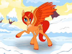 Size: 1024x776 | Tagged: safe, artist:oasis-image, artist:sulyo, oc, oc only, alicorn, pony, alicorn oc, snow, solo