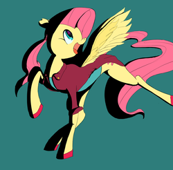 Size: 3448x3392 | Tagged: safe, artist:skunkstripe, fluttershy, g4, alternate hairstyle, clothes, high res, ponytail