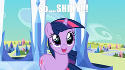 Size: 1040x585 | Tagged: safe, twilight sparkle, g4, female, image macro, meme, shiny, solo