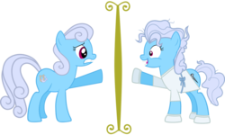 Size: 1024x614 | Tagged: safe, artist:jaybugjimmies, linky, screw loose, shoeshine, earth pony, pony, g4, duo, duo female, female, mare, mirror, siblings, simple background, sisters, transparent background, vector