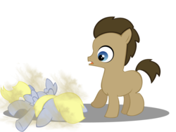 Size: 900x678 | Tagged: safe, artist:missy12113, derpy hooves, doctor whooves, time turner, g4, dust, filly, simple background, transparent background, vector, younger