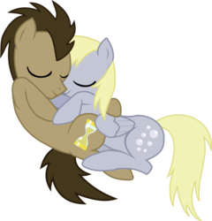 Size: 876x911 | Tagged: source needed, safe, artist:peora, derpy hooves, doctor whooves, time turner, pegasus, pony, g4, cuddling, female, male, mare, ship:doctorderpy, shipping, simple background, snuggling, straight, transparent background