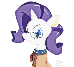 Size: 3333x2988 | Tagged: safe, artist:ando, rarity, g4, clothes, cute, glasses, high res, school uniform, schoolgirl, smiling