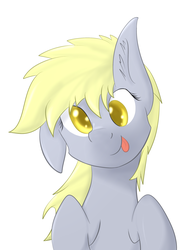 Size: 2254x3000 | Tagged: safe, artist:iados, derpy hooves, pegasus, pony, g4, cute, female, happy, high res, mare, one ear down, simple background, solo, tongue out, white background