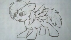 Size: 1280x719 | Tagged: safe, artist:shamrock, rainbow dash, g4, female, filly, monochrome, solo, traditional art, younger
