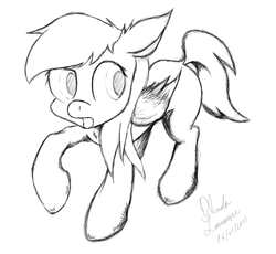 Size: 2756x2532 | Tagged: safe, artist:ando, rainbow dash, pegasus, pony, g4, female, high res, monochrome, sketch, solo, style