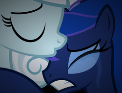 Size: 2768x2109 | Tagged: safe, artist:zacatron94, princess luna, oc, oc:snowdrop, g4, crying, high res, kissing, older, older snowdrop, vector