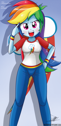Size: 645x1321 | Tagged: safe, artist:the-butch-x, rainbow dash, human, equestria girls, g4, beautiful, beautiful x, blushing, clothes, cute, dashabetes, female, hand on hip, looking at you, open mouth, pajamas, pointing, smiling, smirk, solo
