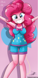 Size: 648x1321 | Tagged: safe, artist:the-butch-x, pinkie pie, human, equestria girls, g4, armpits, beautiful, beautiful x, clothes, cute, diapinkes, female, grin, pajamas, smiling, solo