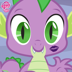 Size: 800x800 | Tagged: safe, rarity, spike, g4, female, implied rarity, kiss mark, male, ship:sparity, shipping, straight