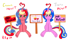 Size: 1800x1000 | Tagged: safe, artist:potzm, oc, oc only, oc:crown heart, oc:tiara heart, pawn shop