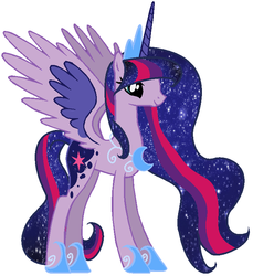 Size: 681x742 | Tagged: safe, artist:nightmarelunafan, oc, oc only, oc:lunar sparkle, alicorn, pony, alicorn oc, ethereal mane, magical lesbian spawn, offspring, parent:princess luna, parent:twilight sparkle, parents:twiluna, simple background, solo, starry mane