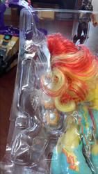 Size: 581x1032 | Tagged: safe, sunset shimmer, g4, official, 1000 shots to get the perfect photograph, fashion style, irl, photo, tape, toy
