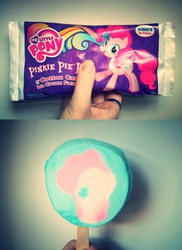 Size: 822x1128 | Tagged: safe, pinkie pie, g4, comparison, fail, female, ice cream, photo, pinkie pie pop, popsicle, solo, you had one job