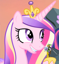 Size: 996x1080 | Tagged: safe, edit, edited screencap, screencap, princess cadance, g4, amiibo, female, link, nintendo, solo, the legend of zelda