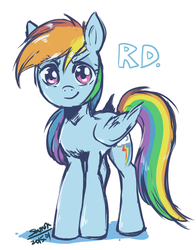 Size: 550x700 | Tagged: safe, artist:samonferrari, rainbow dash, pegasus, pony, g4, female, looking at you, smiling, solo