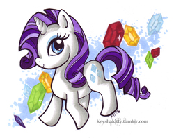 Size: 600x478 | Tagged: safe, artist:keyshakitty, rarity, pony, unicorn, g4, female, gem, horn, looking back, mare, small horn, solo