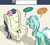 Size: 1280x1146 | Tagged: safe, artist:docwario, bon bon, lyra heartstrings, sweetie drops, pony, unicorn, g4, armchair, askblankbon, bon bon is amused, chair, female, furniture, inanimate tf, lyra is not amused, mare, speech bubble, transformation, tumblr, wat