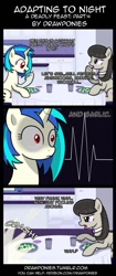 Size: 580x1378 | Tagged: safe, artist:terminuslucis, dj pon-3, octavia melody, vinyl scratch, earth pony, pony, undead, unicorn, vampire, vampony, comic:adapting to night, comic:adapting to night: a deadly feast, g4, a deadly feast, comic, eating, garlic, oh crap, oh crap face, red eyes, this will not end well