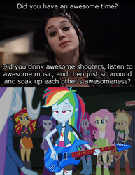 Size: 550x714 | Tagged: safe, applejack, fluttershy, pinkie pie, rainbow dash, rarity, sunset shimmer, trixie, equestria girls, g4, my little pony equestria girls: rainbow rocks, caption, image macro, mean girls, meme