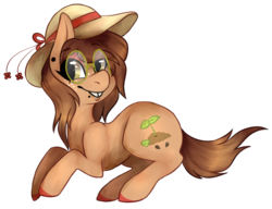 Size: 1139x873 | Tagged: safe, artist:iuminary, oc, oc only, oc:juniper greenhoof, glasses, hat, solo