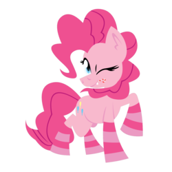 Size: 1280x1280 | Tagged: safe, artist:zvn, pinkie pie, g4, abstract, candy cane, clothes, female, socks, solo, striped socks, wink