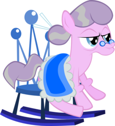 Size: 800x877 | Tagged: safe, artist:magerblutooth, diamond tiara, earth pony, pony, g4, elderly, female, older, older diamond tiara, rocking chair, simple background, solo, transparent background, vector