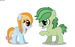 Size: 1123x711 | Tagged: safe, artist:asika-aida, apple bud, oc, oc:apple breeze, earth pony, pegasus, pony, g4, budbetes, colt, cute, female, filly, foal, male, older apple bud, simple background, transparent background, vector