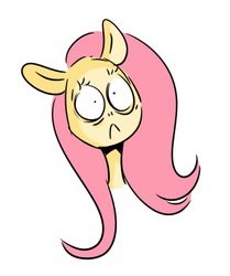 Size: 331x396 | Tagged: safe, artist:renacollie, fluttershy, pegasus, pony, g4, :c, bust, female, frown, shrunken pupils, simple background, solo, white background