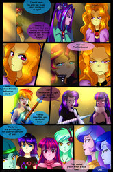 Size: 900x1360 | Tagged: safe, artist:jacky-bunny, adagio dazzle, aria blaze, captain planet, lyra heartstrings, mystery mint, princess celestia, princess luna, principal celestia, rainbow dash, rarity, sunset shimmer, twilight sparkle, vice principal luna, equestria girls, g4, my little pony equestria girls: rainbow rocks, background human, comic, implied shipping, magic of the sirens, sunsad shimmer, this will not end well, twilight sparkle (alicorn)