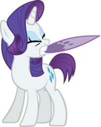 Size: 1772x2230 | Tagged: safe, artist:videogamesizzle, rarity, pony, unicorn, friendship is magic, g4, eyes closed, female, mare, mouth hold, scale, short tail, simple background, solo, standing, svg, transparent background, vector