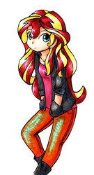 Size: 1133x2094 | Tagged: safe, artist:gummigator, sunset shimmer, equestria girls, g4, clothes, female, pants, solo