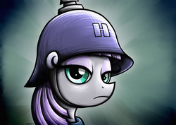 Size: 1754x1240 | Tagged: safe, artist:rambopvp, maud pie, g4, female, helmet, looking at you, pickelhaube, portrait, solo