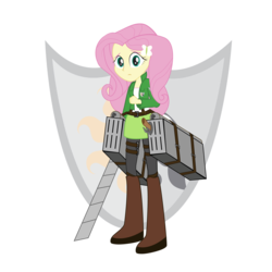 Size: 4000x4000 | Tagged: safe, artist:amante56, fluttershy, equestria girls, g4, attack on titan, crossover, female, simple background, solo, transparent background, vector