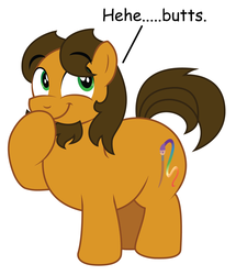 Size: 1024x1189 | Tagged: safe, artist:aleximusprime, oc, oc only, oc:alex the chubby pony, butts, chubby, comic sans, giggling, laughing, ponysona, solo