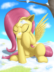 Size: 1024x1365 | Tagged: safe, artist:the1xeno1, fluttershy, g4, female, snow, solo