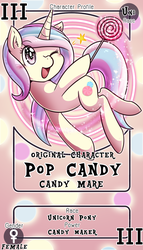 Size: 800x1399 | Tagged: safe, artist:vavacung, oc, oc only, oc:pop candy, pony, unicorn, commission, female, lollipop, mare, pactio card, solo
