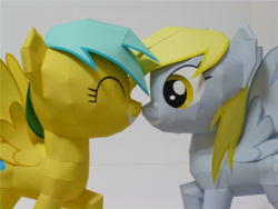 Size: 1080x810 | Tagged: safe, artist:robi, derpy hooves, sunshower raindrops, pegasus, pony, g4, female, mare, papercraft, pixiv