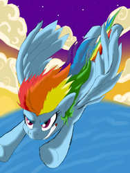 Size: 900x1200 | Tagged: safe, artist:draton01, rainbow dash, g4, female, flying, solo