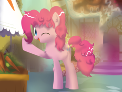 Size: 2592x1944 | Tagged: safe, artist:alexander56910, pinkie pie, g4, female, hoofbump, solo, sugarcube corner