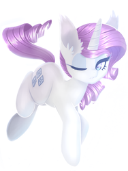 Size: 1200x1600 | Tagged: safe, artist:hawthornss, rarity, g4, bright, ear fluff, female, shiny, simple background, solo, white background, wink