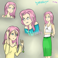 Size: 1024x1024 | Tagged: safe, artist:katedoof, fluttershy, human, g4, female, humanized, solo