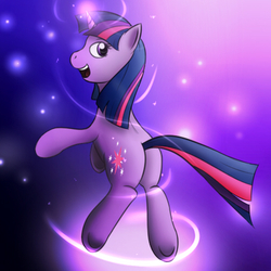 Size: 500x500 | Tagged: safe, artist:samofbob, twilight sparkle, g4, butt, female, looking back, magic, plot, rearing, solo