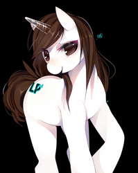 Size: 977x1229 | Tagged: dead source, safe, artist:cassettecreams, oc, oc only, pony, unicorn, black background, horn, looking at you, simple background, solo, transparent horn