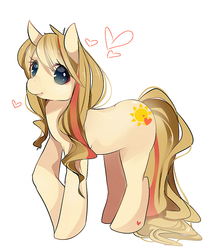 Size: 861x977 | Tagged: dead source, safe, artist:cassettecreams, oc, oc only, pony, cute, heart, long tail, looking at you, smiling, solo