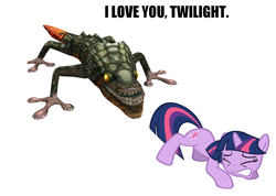 Size: 850x605 | Tagged: safe, twilight sparkle, g4, dodongo, downvote bait, meme, meta, mighty dodongo, nintendo, op is a duck, the legend of zelda, this will end in tears