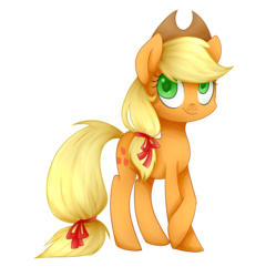 Size: 2532x2539 | Tagged: safe, artist:sannykat, applejack, earth pony, pony, g4, female, high res, mare, simple background, smiling, solo, transparent background