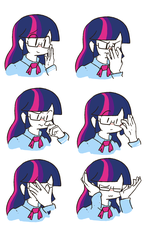 Size: 1200x1900 | Tagged: safe, artist:gmrqor, twilight sparkle, human, g4, annoyed, blushing, clothes, equestria girls outfit, female, glasses, humanized, solo, uncomfortable