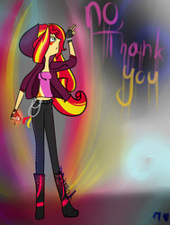 Size: 1024x1353 | Tagged: safe, artist:katedoof, sunset shimmer, equestria girls, g4, chains, clothes, female, gloves, hat, k-on, solo