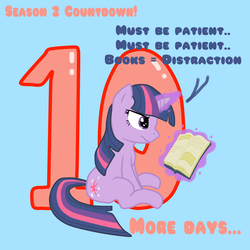 Size: 2000x2000 | Tagged: safe, artist:tuliothepillbug, twilight sparkle, g4, book, countdown, female, high res, magic, solo